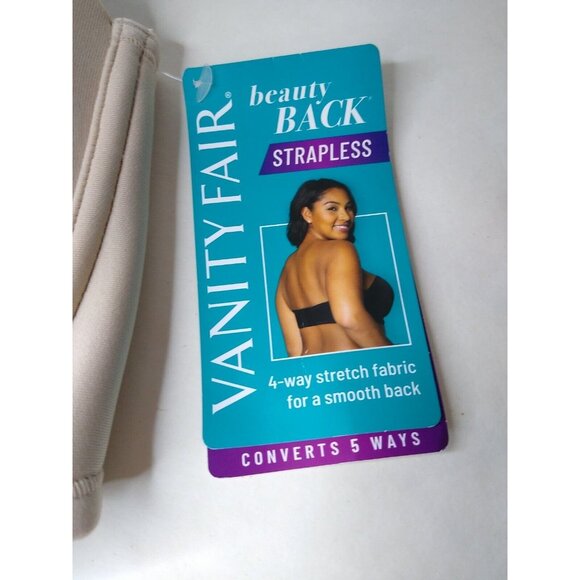 Vanity Fair 74380 Sz 38DD Beauty Back Full Figure Strapless Bra Rose Beige FLAW - Picture 5 of 9